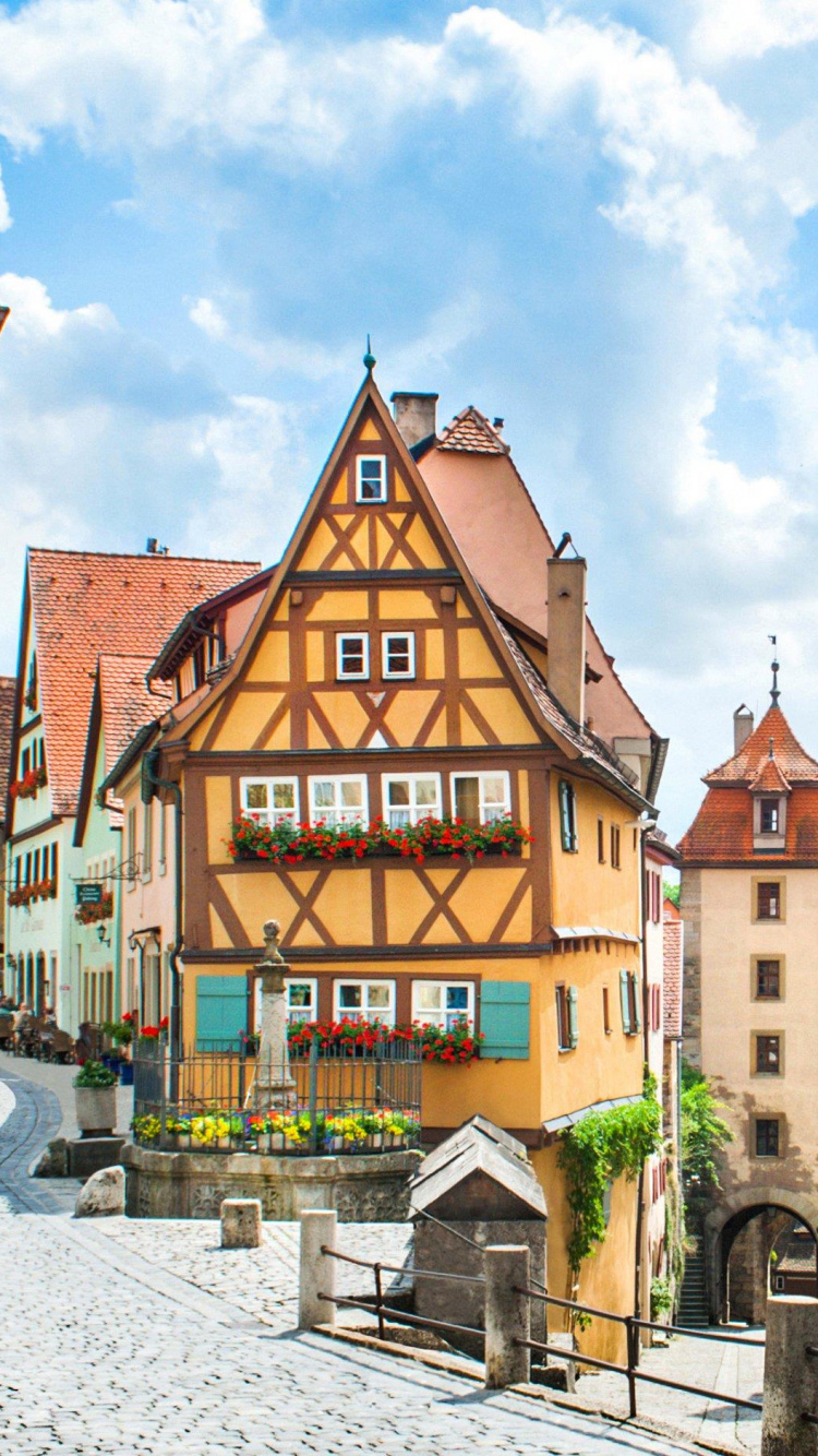Rothenburg ob Der Tauber, Route Romantique, Munich, Tauber, Franconie. Wallpaper in 750x1334 Resolution