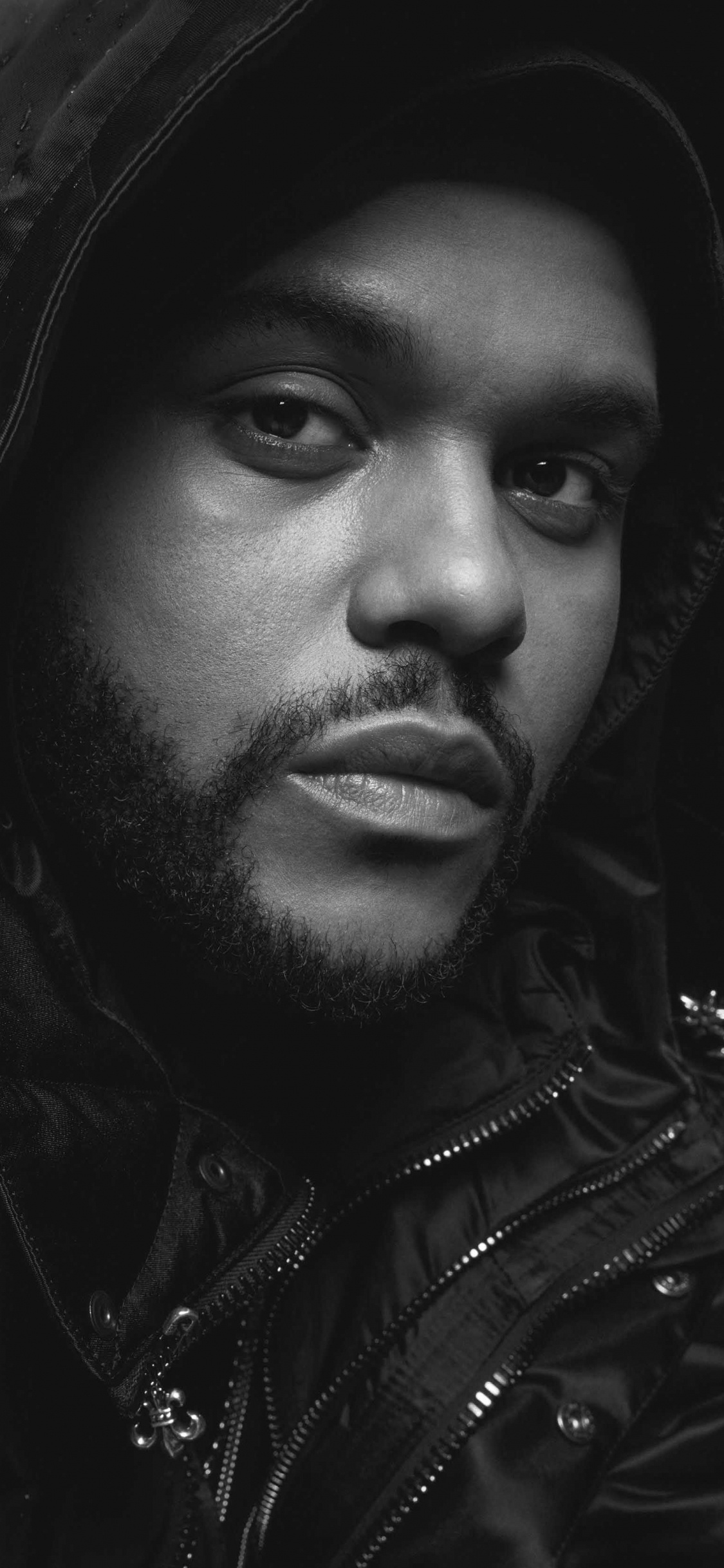 Weeknd Vman, The Weeknd, Portrait, Black, Face. Wallpaper in 1125x2436 Resolution