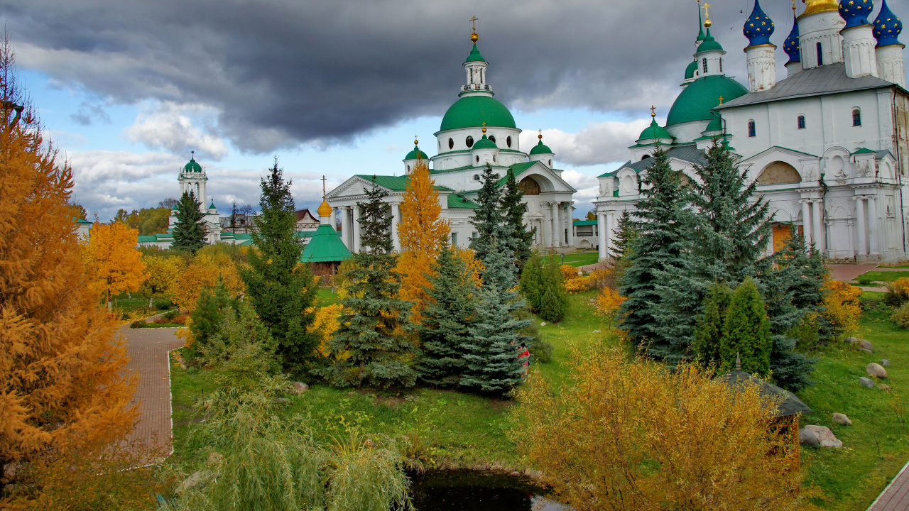 天空, 旅游景点, Fir, Evergreen, 寺庙 壁纸 1280x720 允许