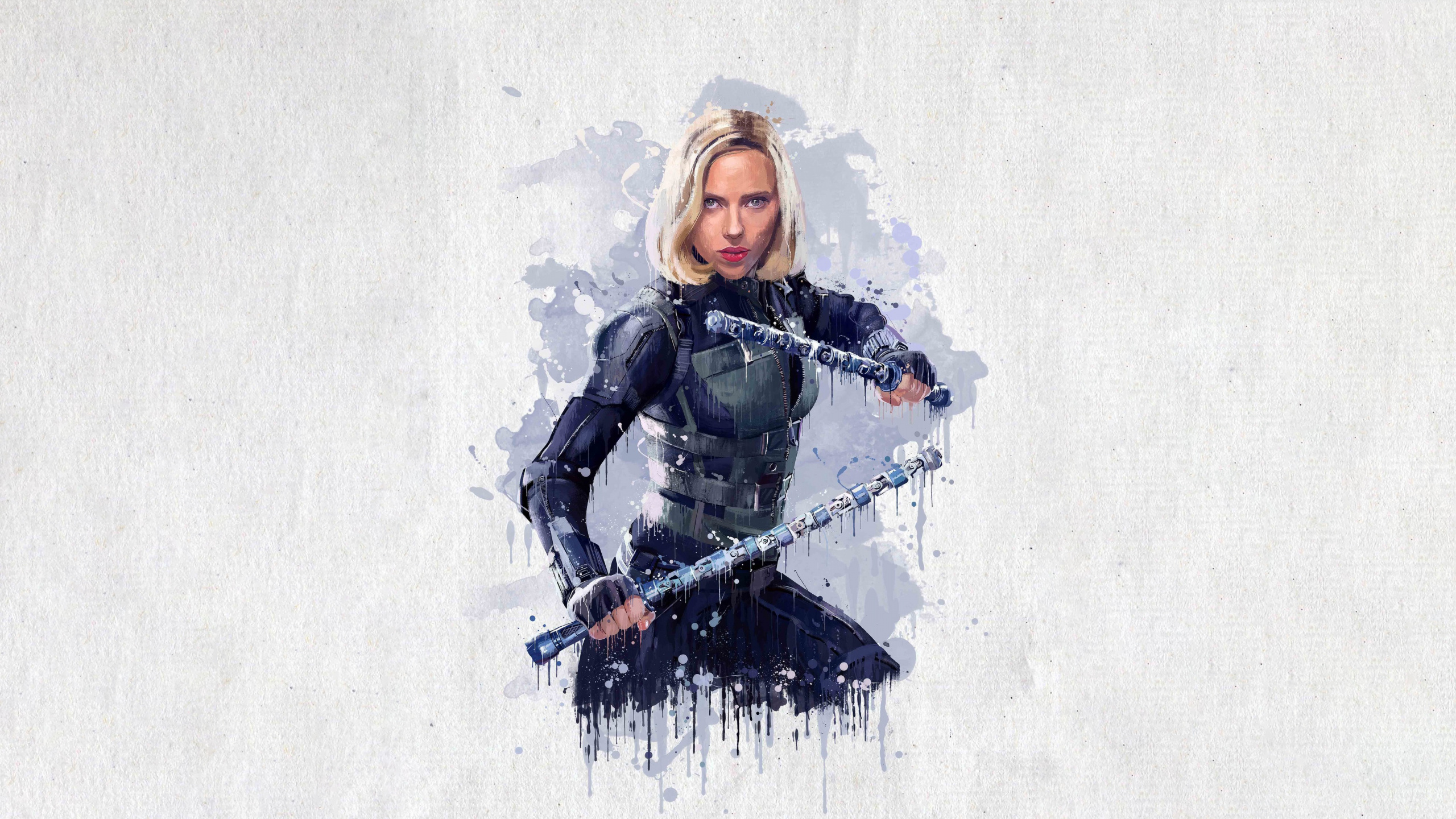 Mujer Con Chaqueta de Cuero Negro y Sombrero Blanco de Pie Sobre un Suelo Cubierto de Nieve. Wallpaper in 2560x1440 Resolution