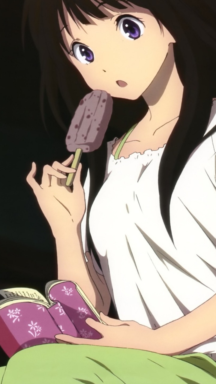 Chica en Camisa Blanca Con Helado. Wallpaper in 720x1280 Resolution