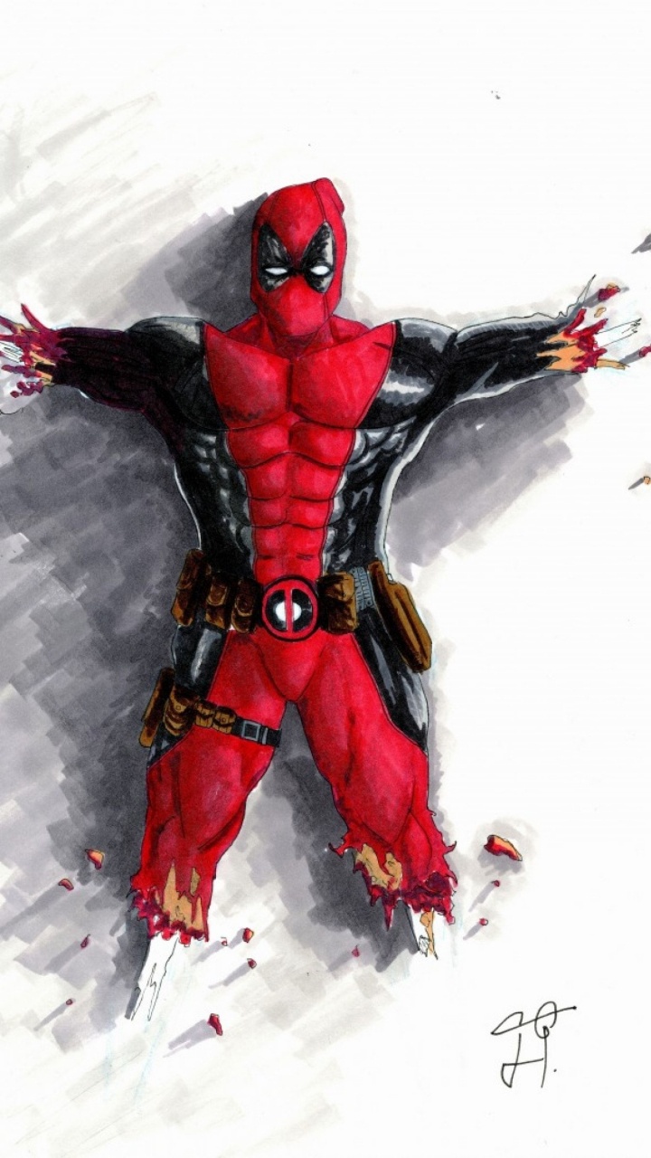 Rote Schwarz-weiße Abstrakte Malerei. Wallpaper in 720x1280 Resolution