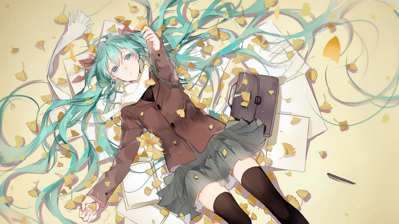 Personnage D'anime Fille Aux Cheveux Verts. Wallpaper in 1366x768 Resolution