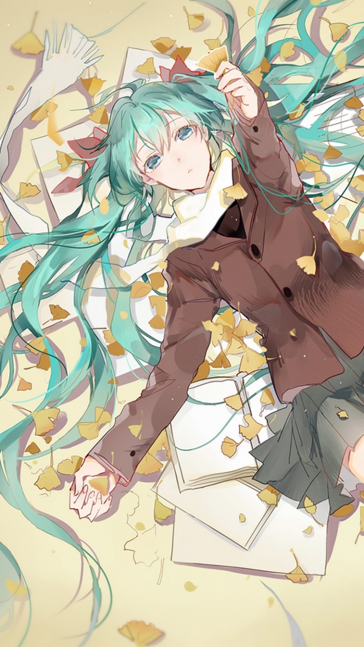 Green Haired Girl Anime Character. Wallpaper in 720x1280 Resolution