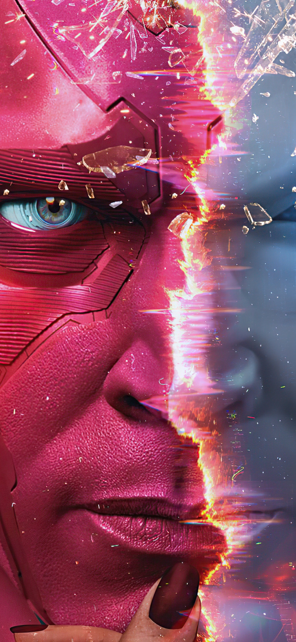 Vision, Wandavision, Wanda Maximoff, Superhero, Purple. Wallpaper in 1125x2436 Resolution