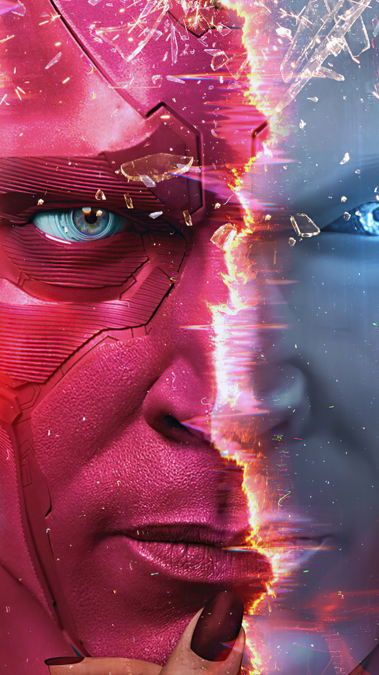 Vision, Wandavision, Wanda Maximoff, Superhero, Purple. Wallpaper in 750x1334 Resolution