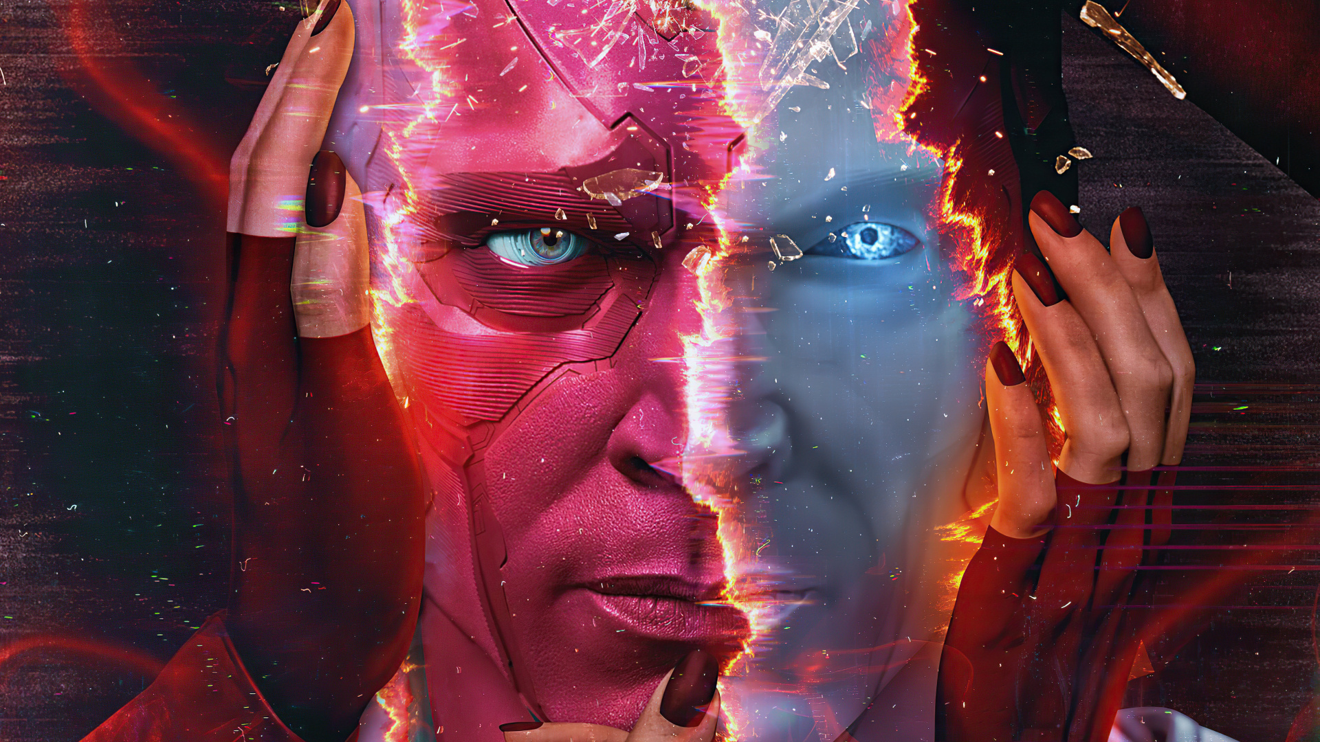 Vision, Wandavision, Wanda Maximoff, Superhéroe, Morado. Wallpaper in 1920x1080 Resolution