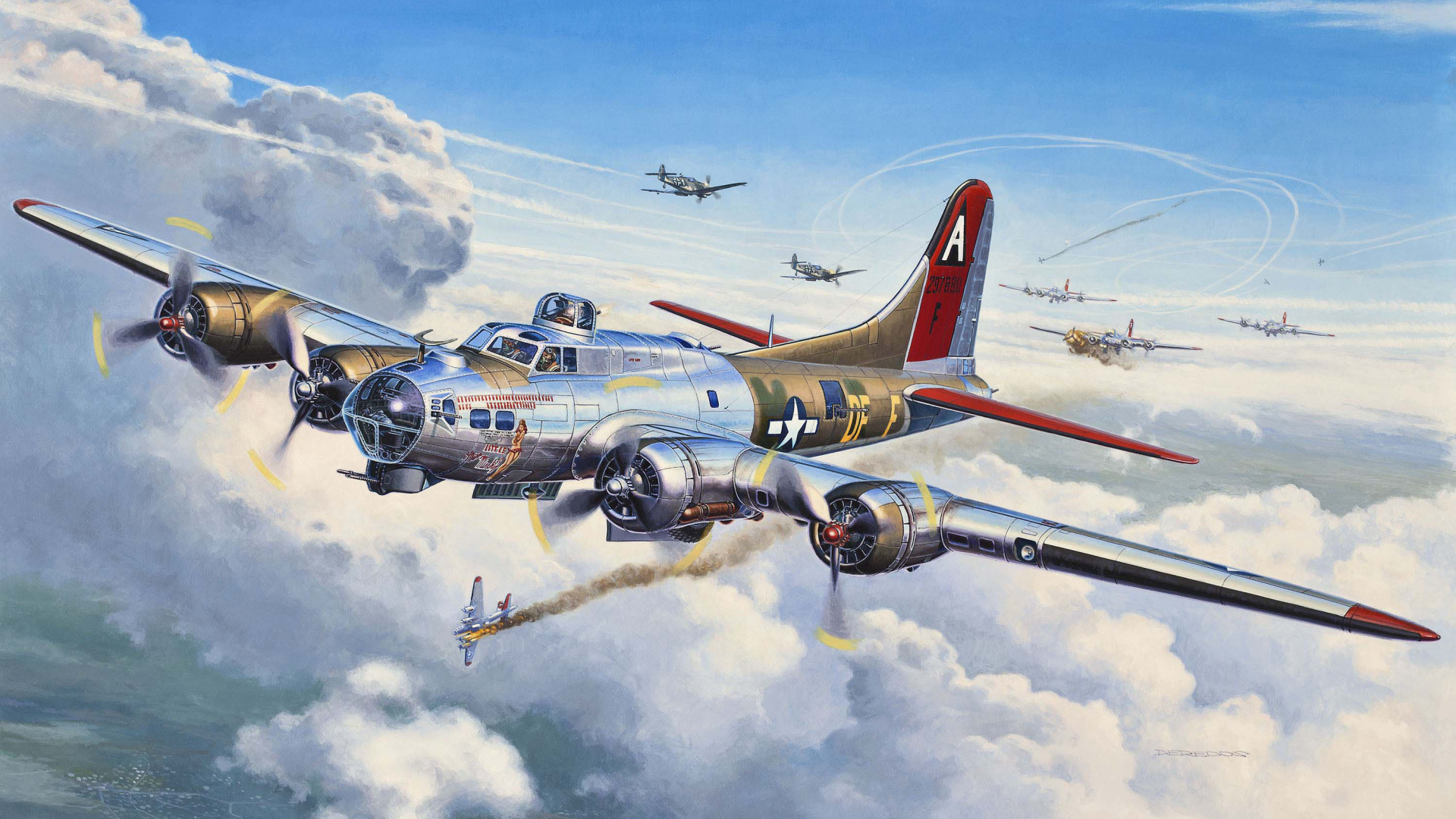 Avion à Réaction Rouge et Jaune Volant Sur le Ciel Pendant la Journée. Wallpaper in 1920x1080 Resolution