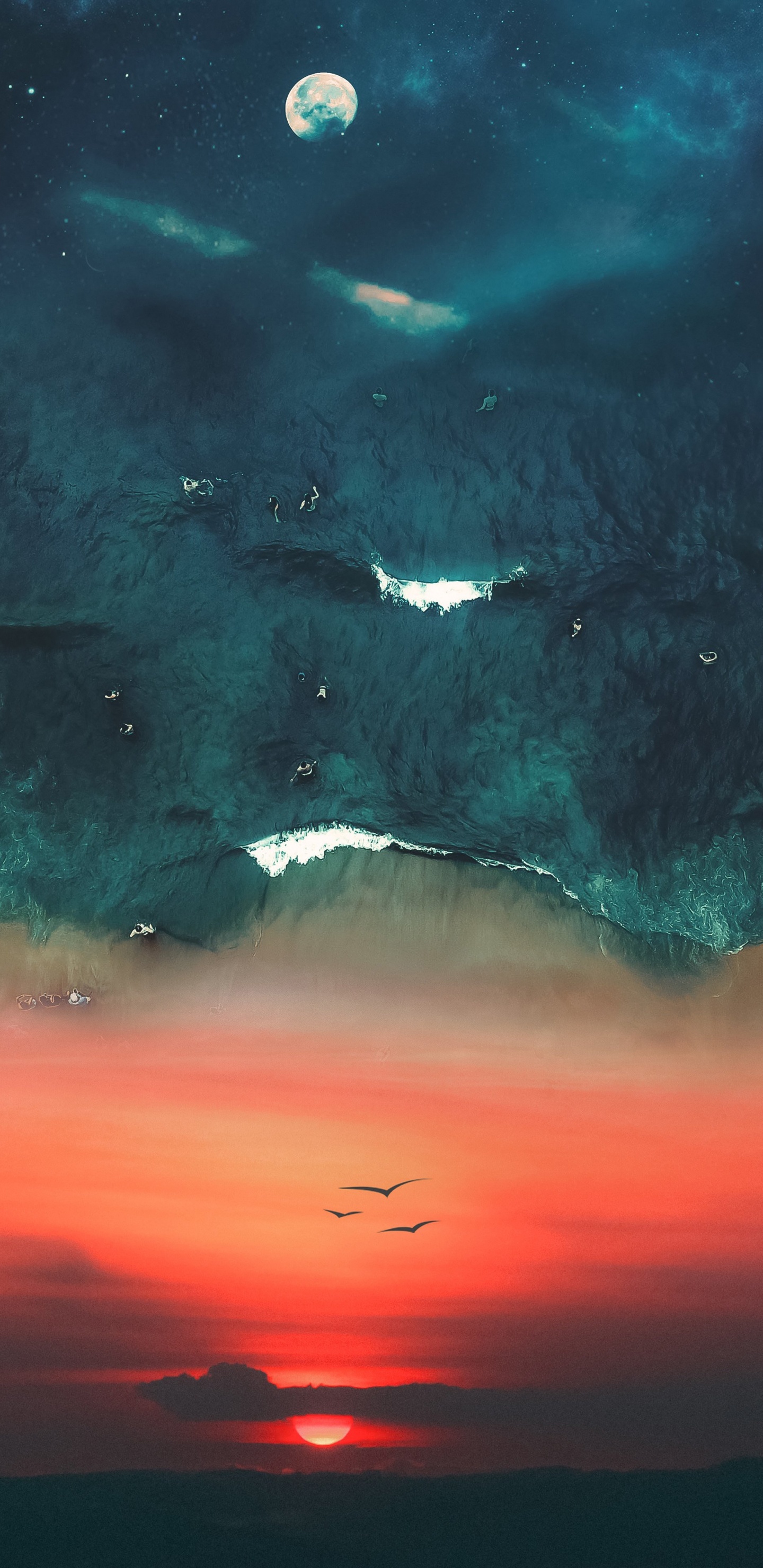 Ambiente, Agua, Azul, Paisaje Natural, Afterglow. Wallpaper in 1440x2960 Resolution