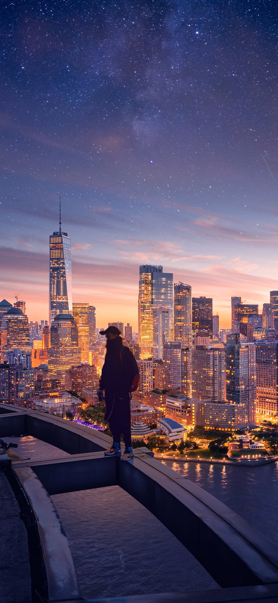 la Ciudad de Nueva York, Manhattan, Edificio, Ambiente, Afterglow. Wallpaper in 1125x2436 Resolution