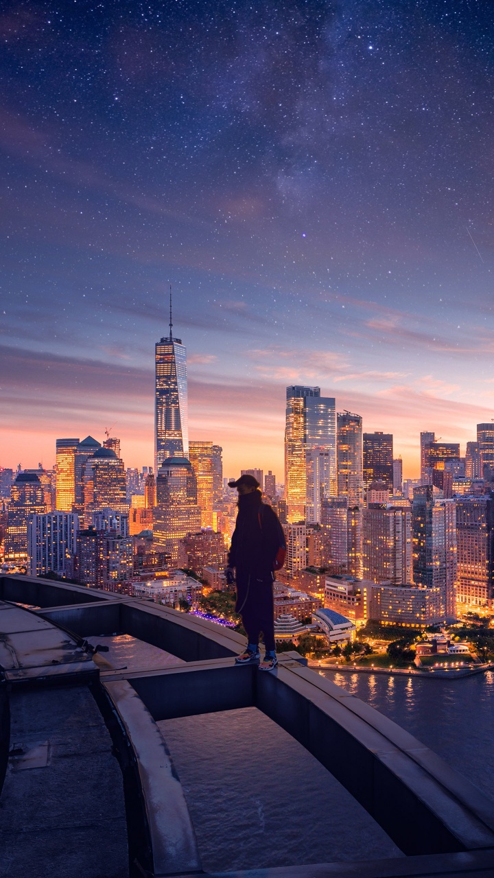 la Ciudad de Nueva York, Manhattan, Edificio, Ambiente, Afterglow. Wallpaper in 720x1280 Resolution