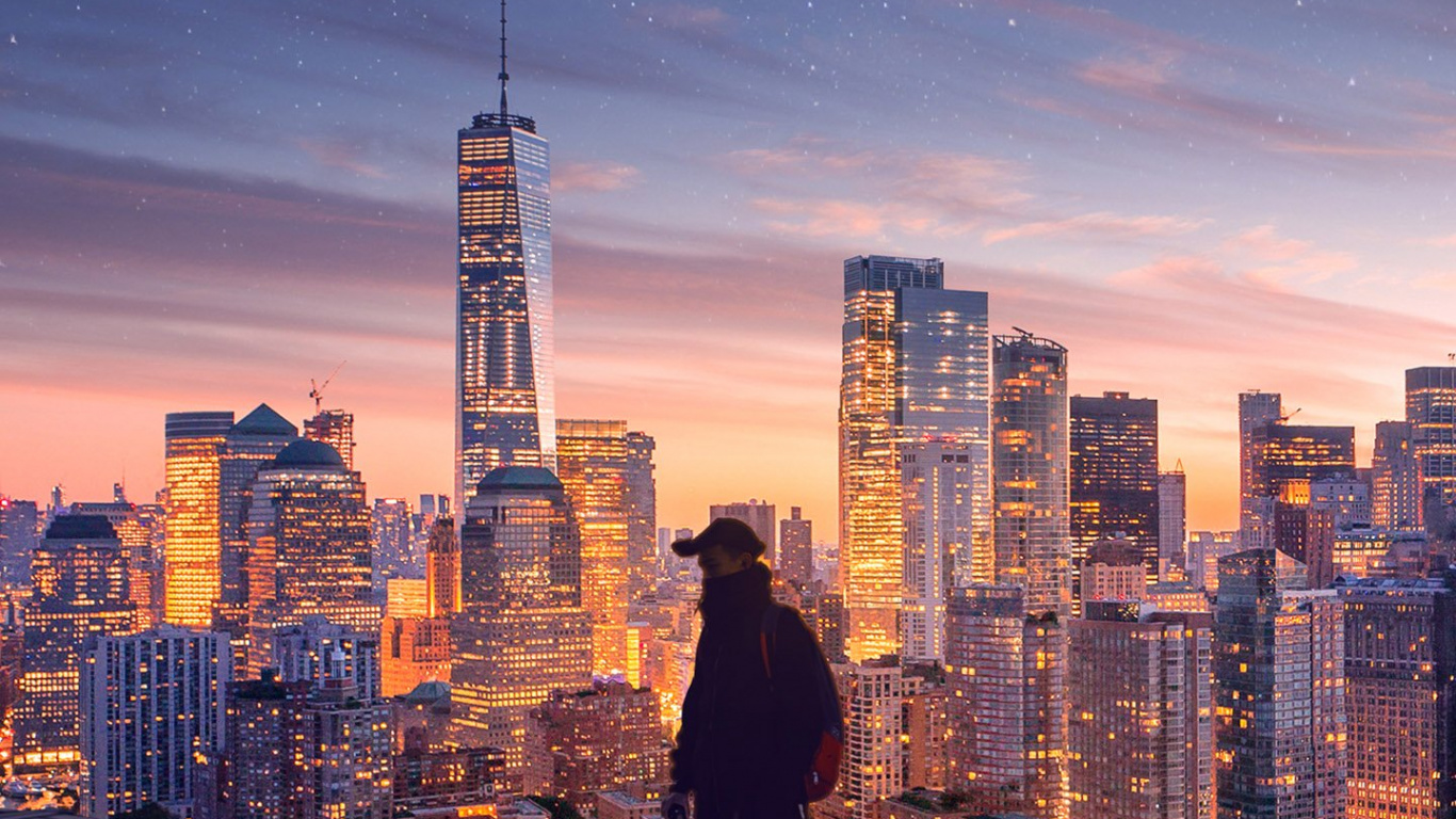 New York City, Manhattan, Cloud, Building, Skyscraper. Wallpaper in 1366x768 Resolution