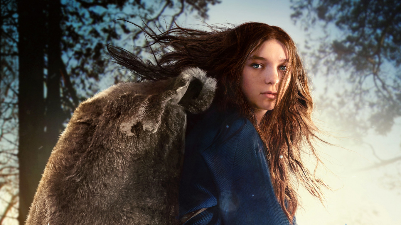 Frau in Blauer Jacke Neben Braunem Pferd. Wallpaper in 1366x768 Resolution