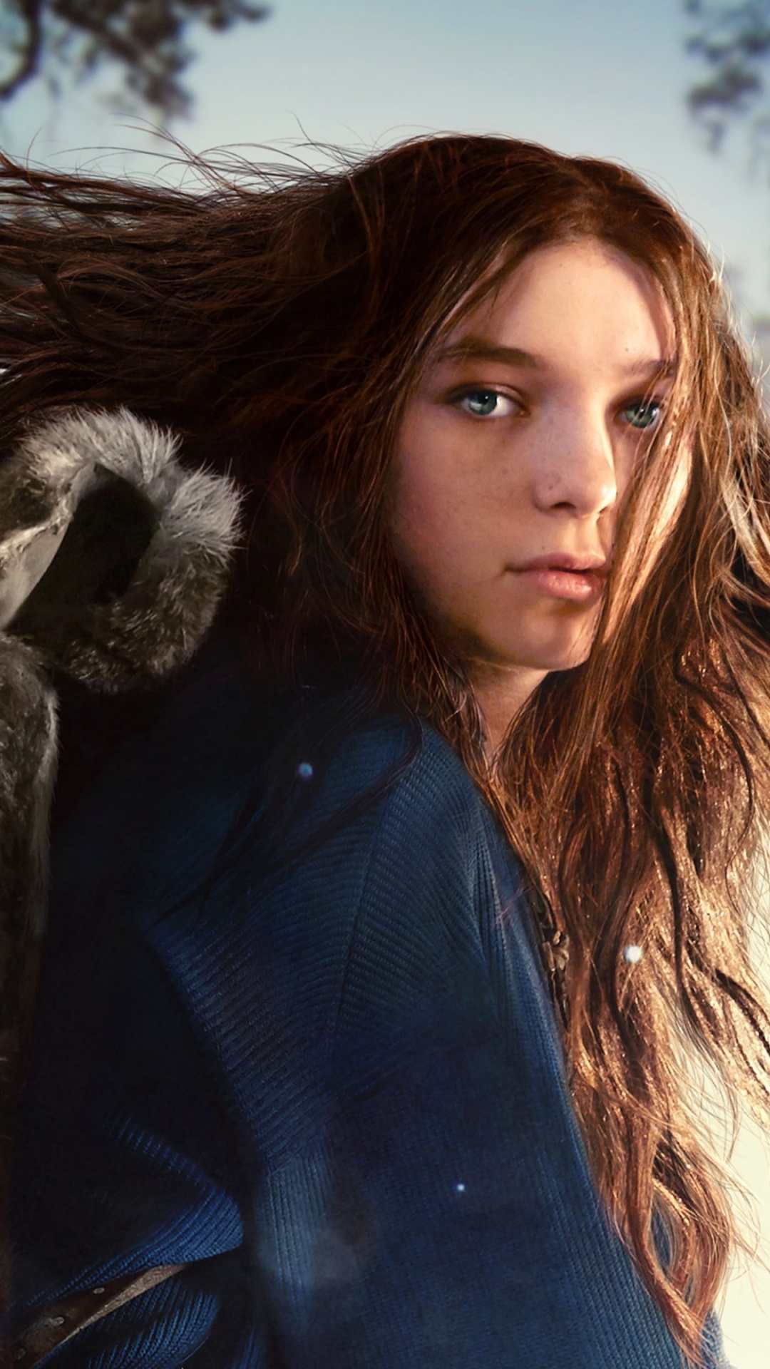 Femme en Veste Bleue à Côté de Cheval Marron. Wallpaper in 1080x1920 Resolution