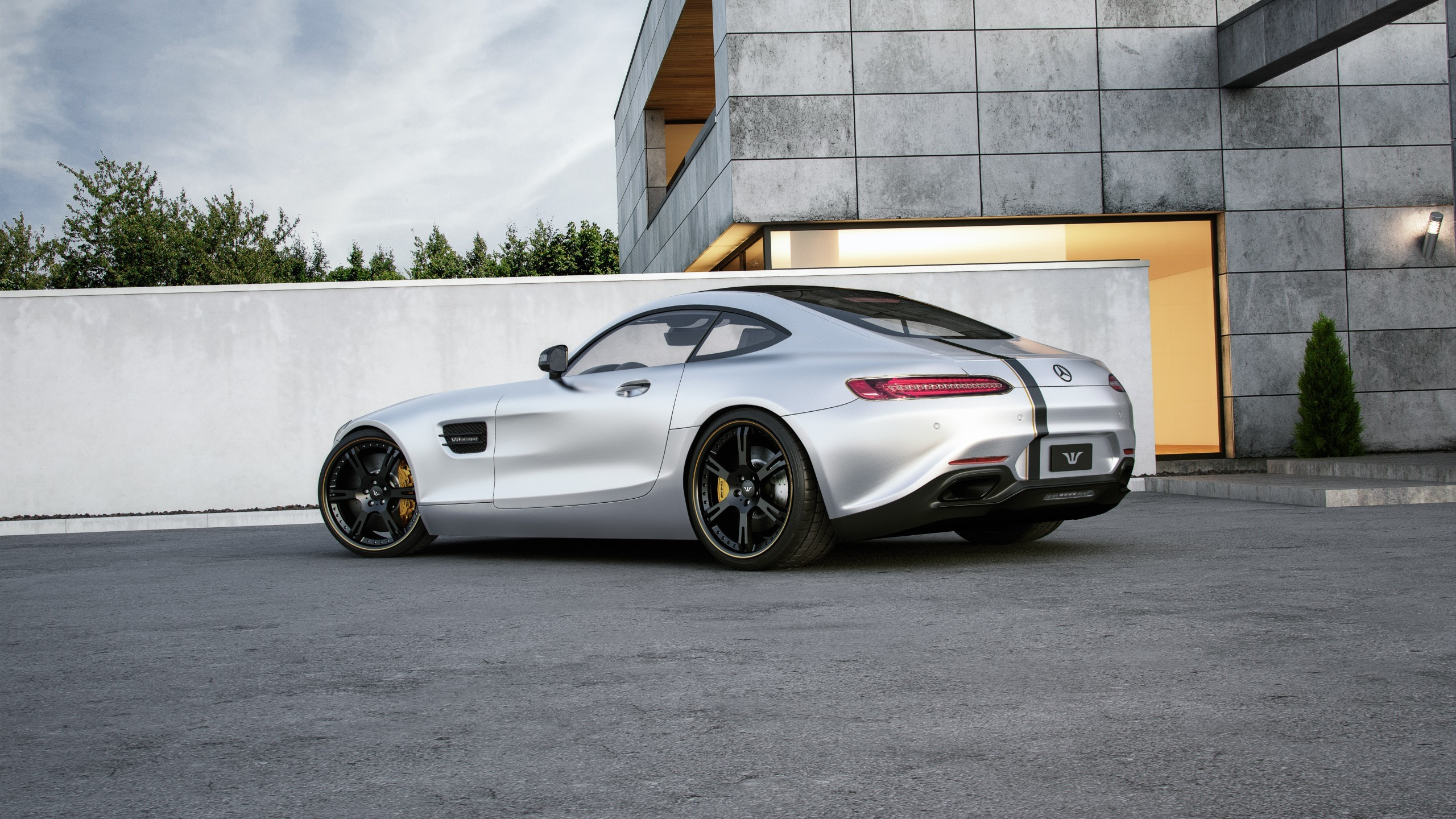 White Porsche 911 Parked Near White Concrete Building During Daytime. Wallpaper in 2560x1440 Resolution