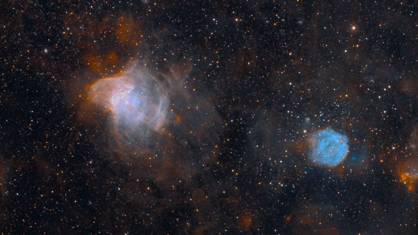 Ilustración de Galaxia Azul y Marrón. Wallpaper in 1366x768 Resolution