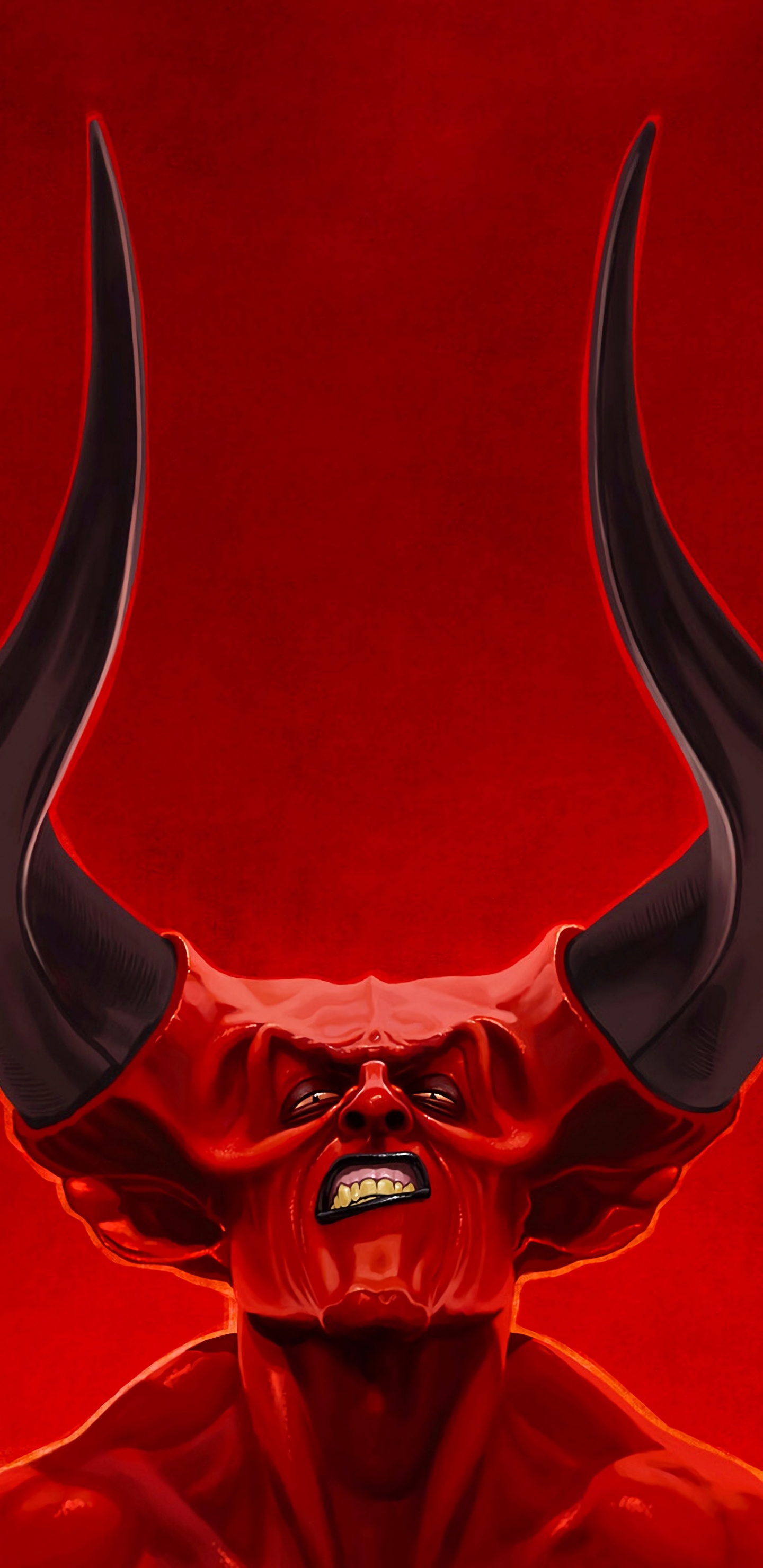 Ilustración de Dragón Rojo y Negro. Wallpaper in 1440x2960 Resolution