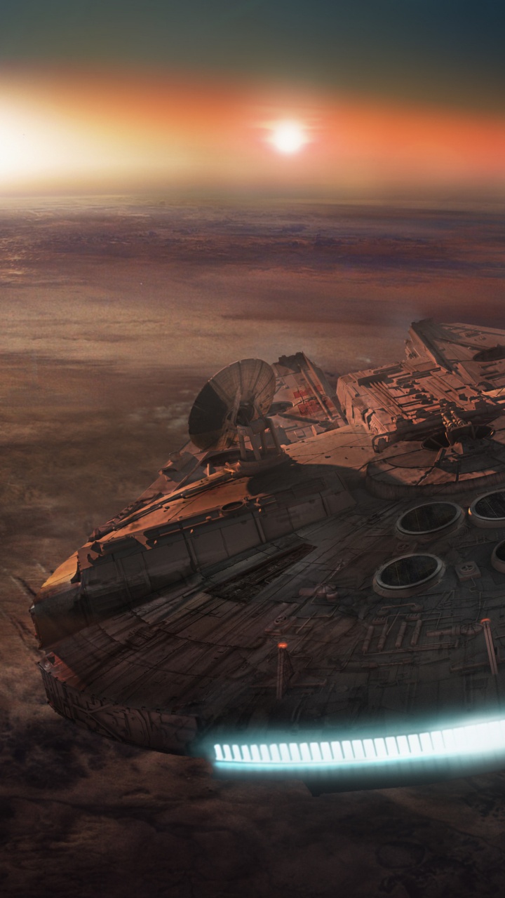 Millennium Falcon, Han Solo, Tatooine, Star Wars, Atmosphäre. Wallpaper in 720x1280 Resolution