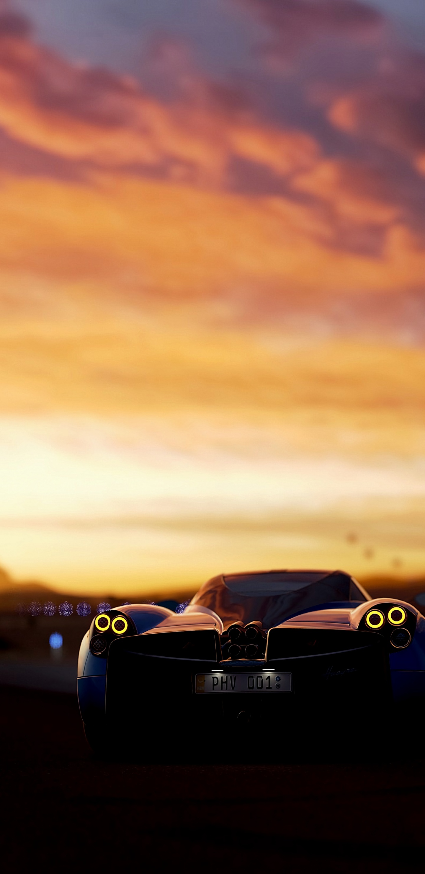 Schwarzer Porsche 911 Unterwegs Bei Sonnenuntergang. Wallpaper in 1440x2960 Resolution