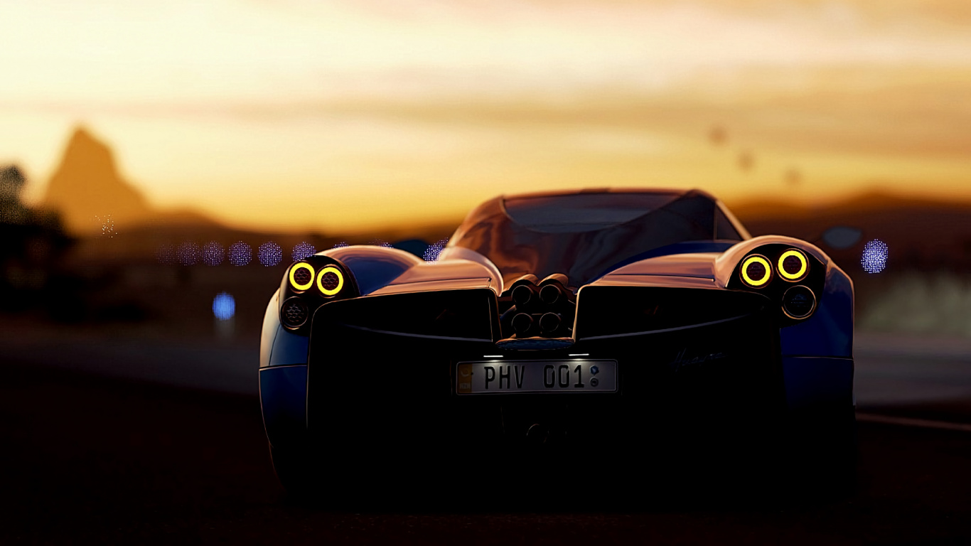 帕加尼huayra, 帕加尼风之子, 帕加尼, 超级跑车, 日落 壁纸 1366x768 允许