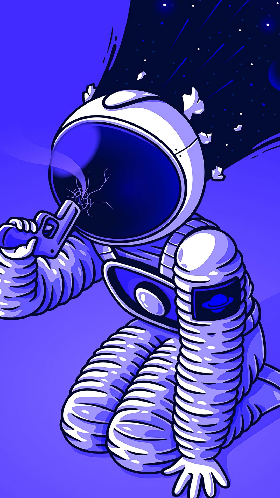 Black and White Robot Holding Umbrella Illustration. Wallpaper in 1080x1920 Resolution