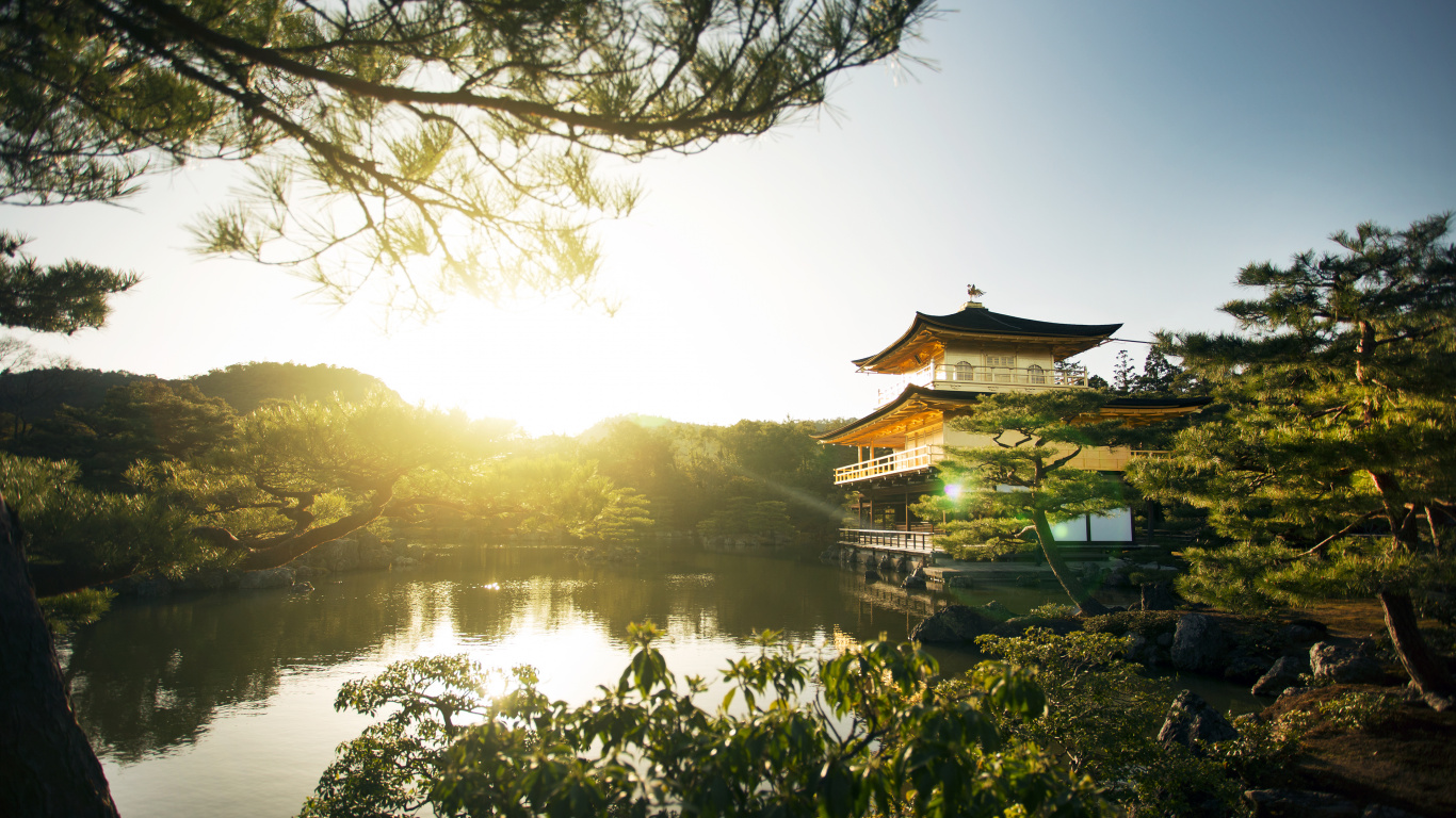 Byodo-in Temple, Temple, Water, Water Resources, Nature. Wallpaper in 1366x768 Resolution