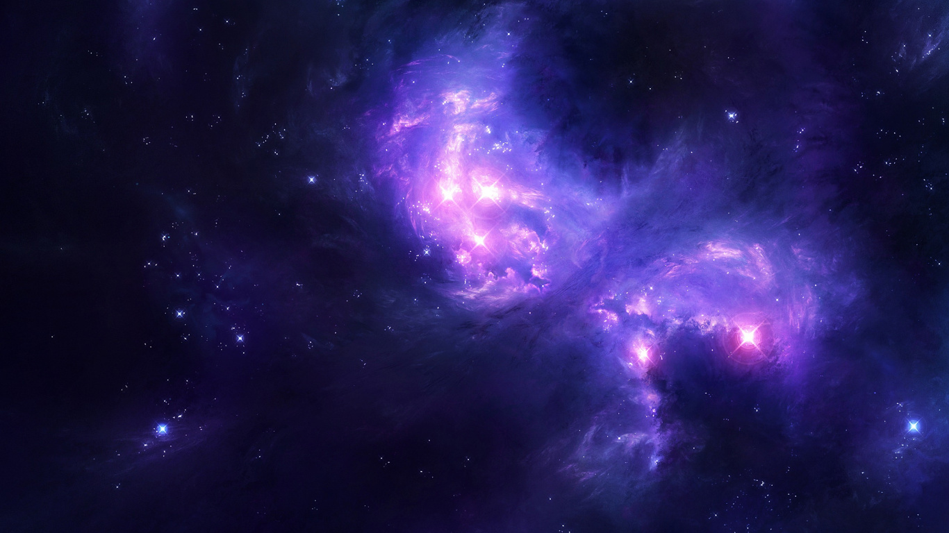Illustration de Galaxie Violette et Noire. Wallpaper in 1366x768 Resolution