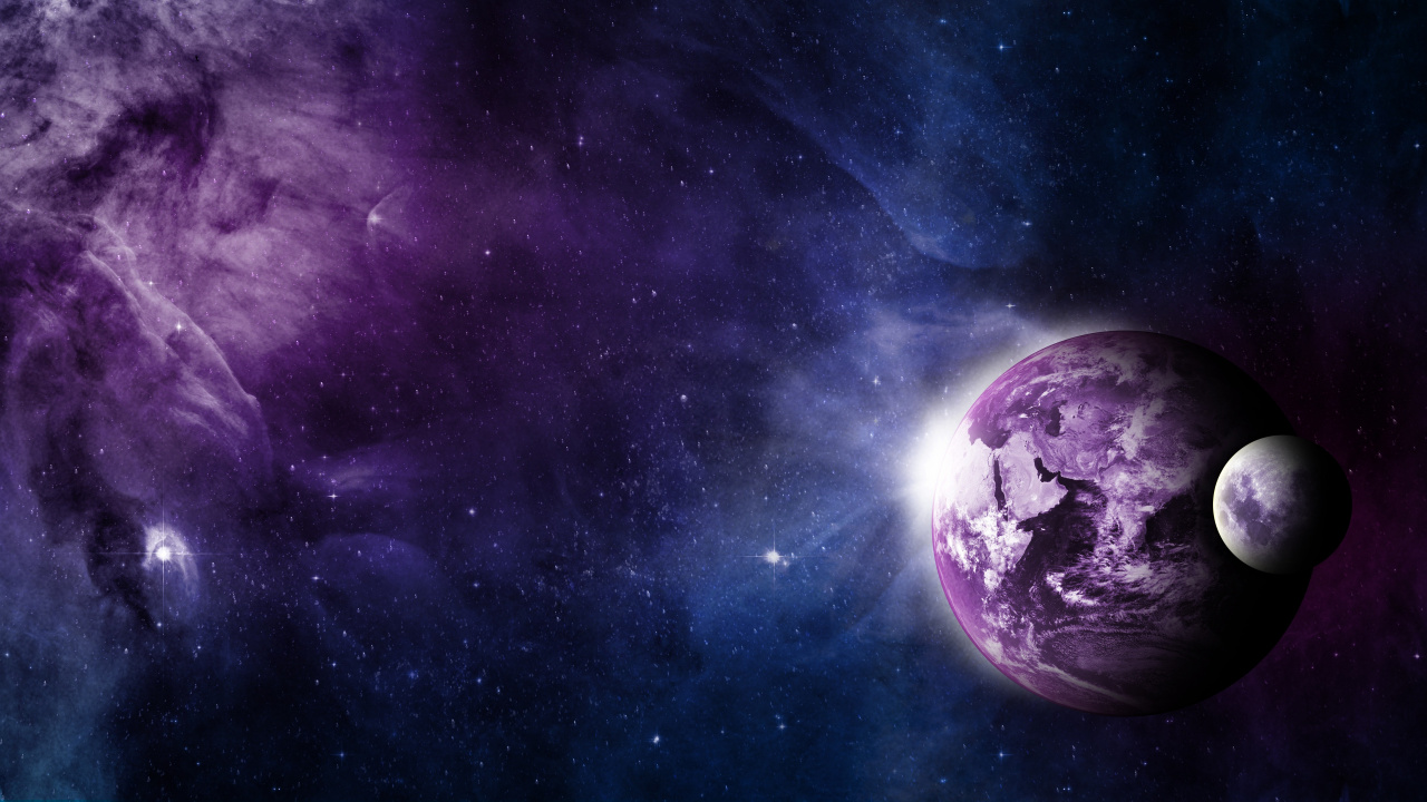Illustration de la Planète Violette et Noire. Wallpaper in 1280x720 Resolution