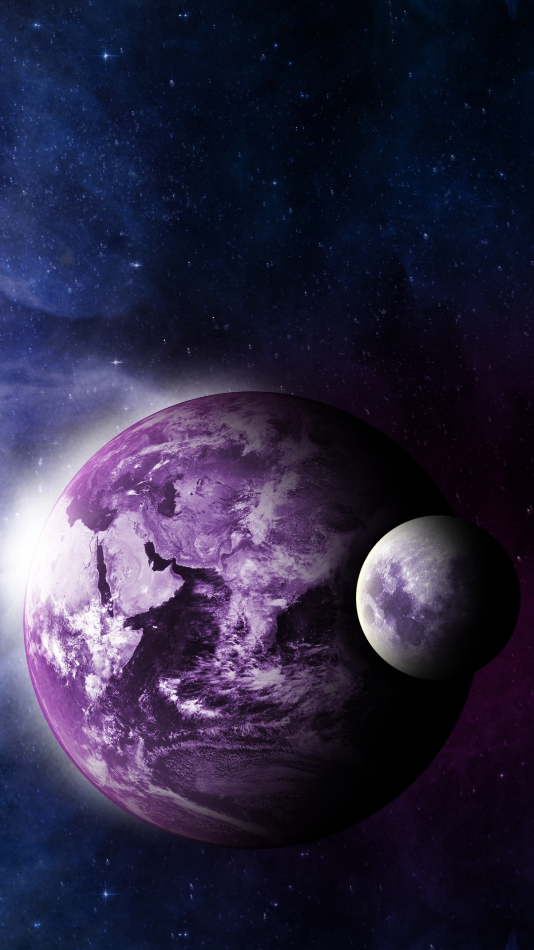 Lila Und Schwarzer Planet Illustration. Wallpaper in 1080x1920 Resolution