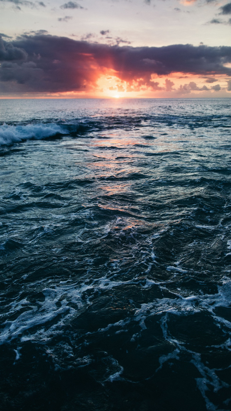 大海, 海洋, 水资源, 气氛, 余辉 壁纸 750x1334 允许