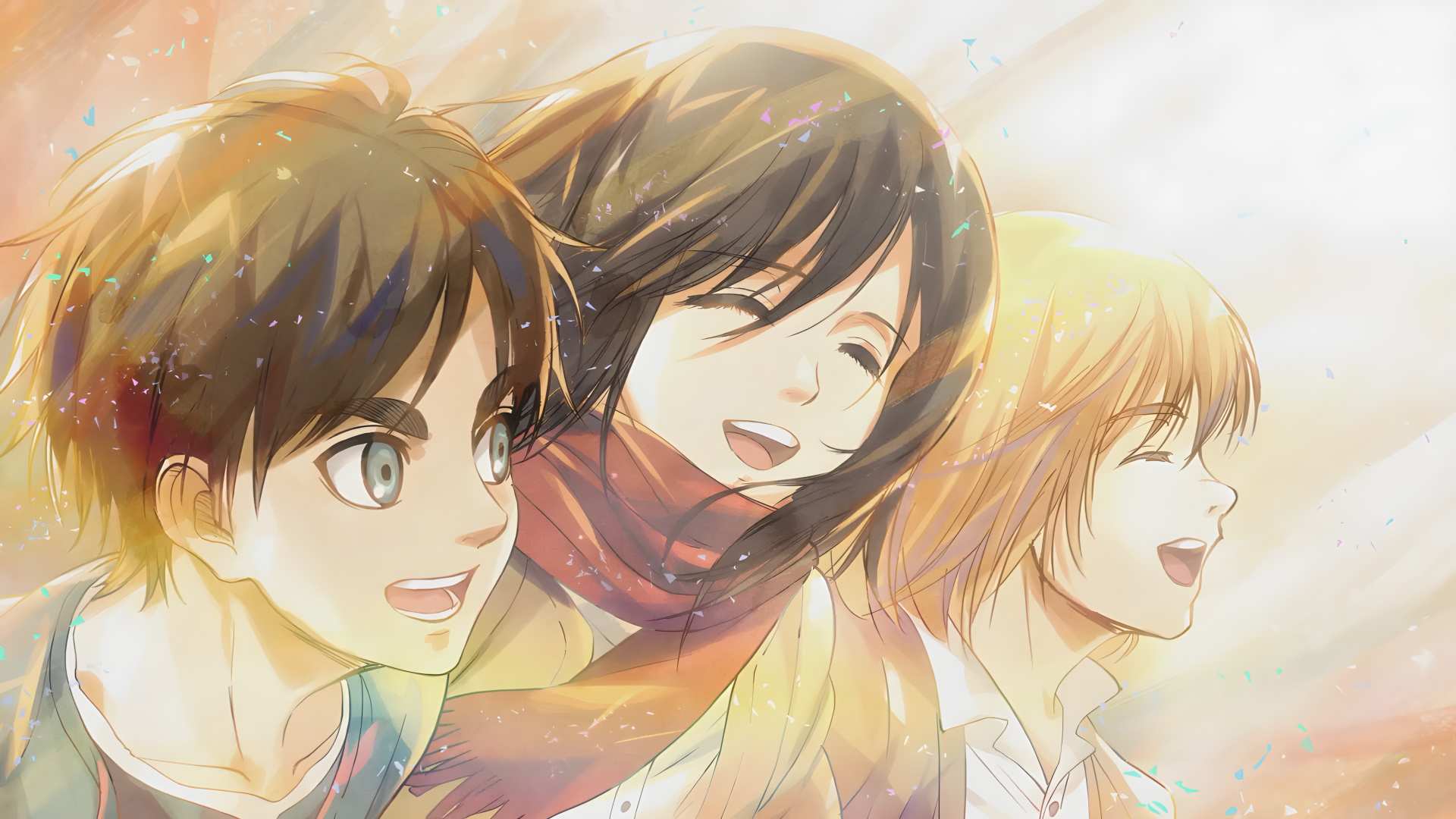 Eren Yeager, Mikasa Ackerman, Armin Arlert, Levi Ackerman, Dessin Animé. Wallpaper in 1920x1080 Resolution