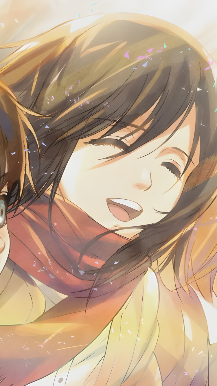 Eren Yeager, Mikasa Ackerman, Armin Arlert, Levi Ackerman, Dessin Animé. Wallpaper in 750x1334 Resolution