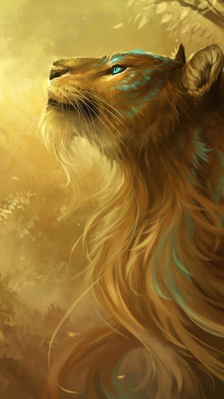 Brown Lion With Wings Illustration. Wallpaper in 750x1334 Resolution