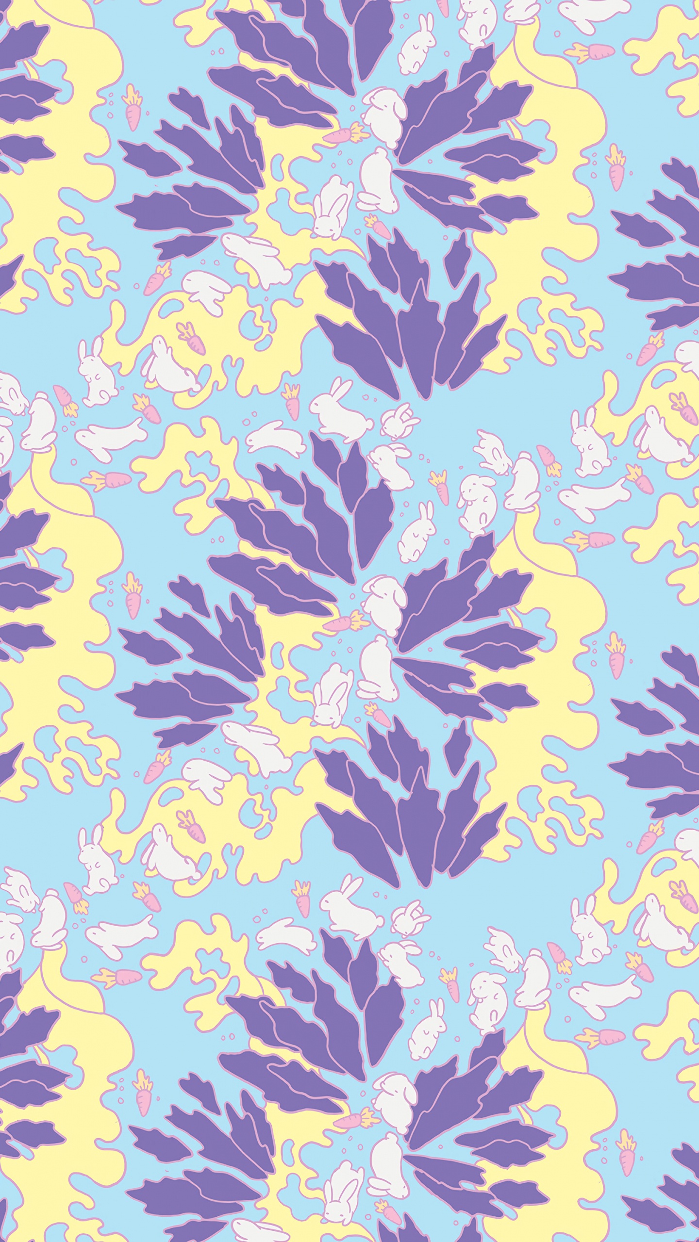 Blue Yellow and Black Floral Textile. Wallpaper in 1440x2560 Resolution
