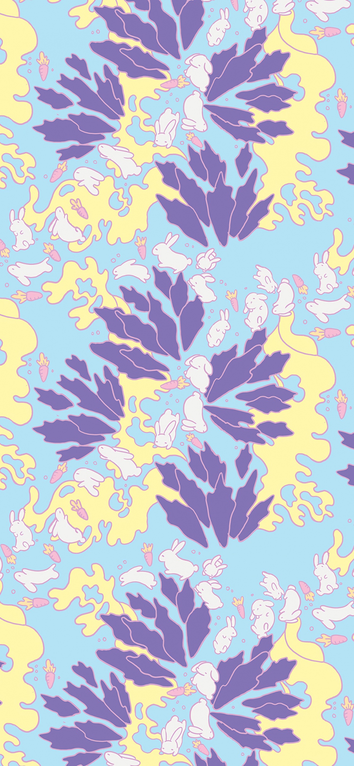 Blaugelbes Und Schwarzes Florales Textil. Wallpaper in 1125x2436 Resolution