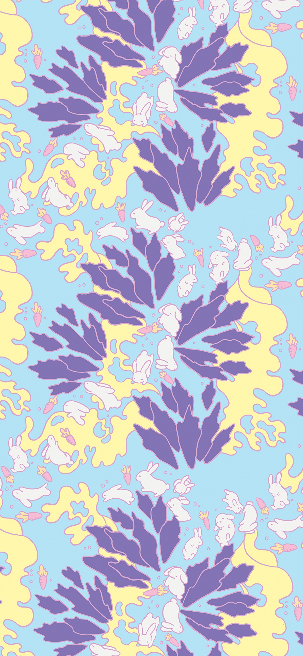 Blaugelbes Und Schwarzes Florales Textil. Wallpaper in 1242x2688 Resolution