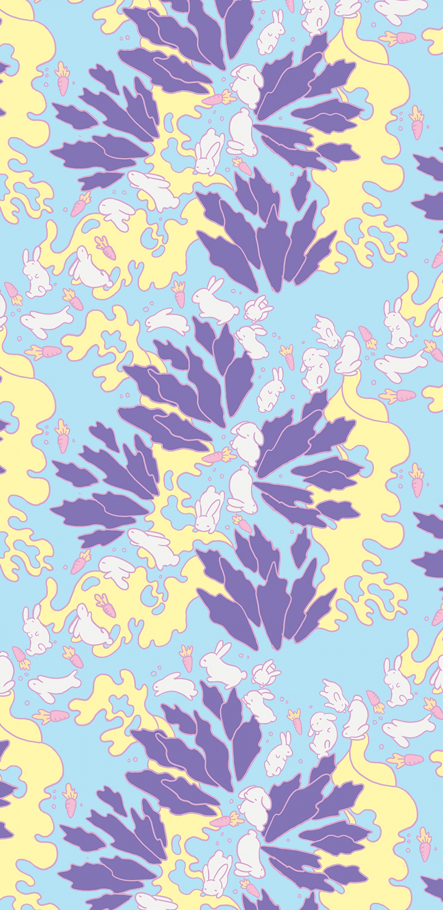 Blaugelbes Und Schwarzes Florales Textil. Wallpaper in 1440x2960 Resolution