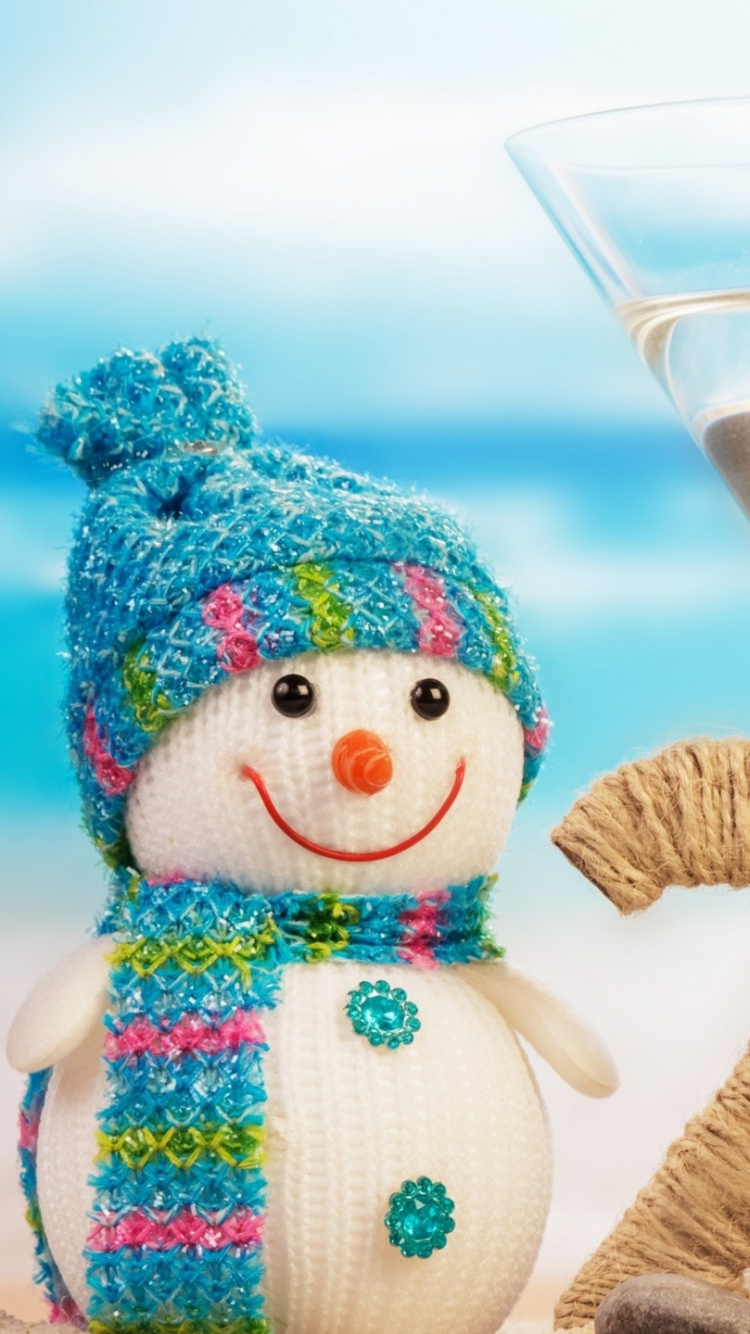 New Year, Snowman, Himar, Copacabana Beach, Tybee Drive. Wallpaper in 750x1334 Resolution