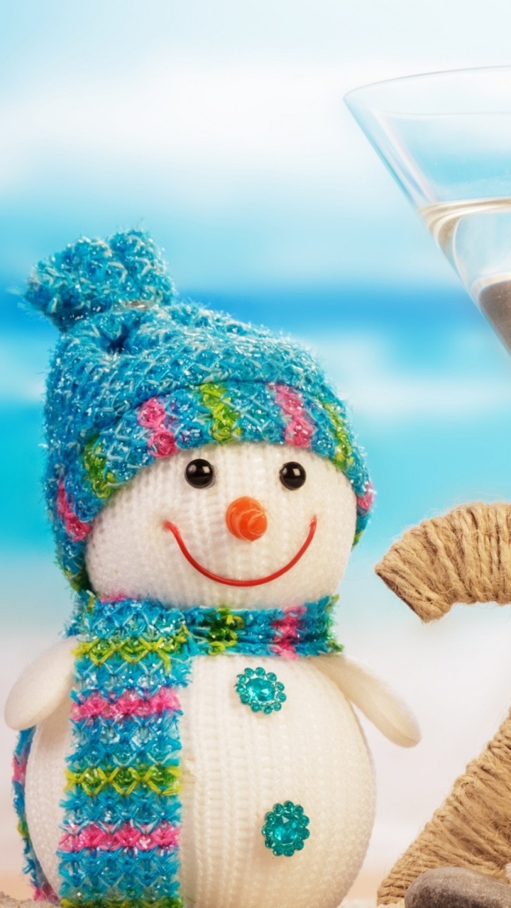 Neujahr, Schneemann, Himar, Copacabana Beach, TYBEE POLAR-STIEL. Wallpaper in 720x1280 Resolution