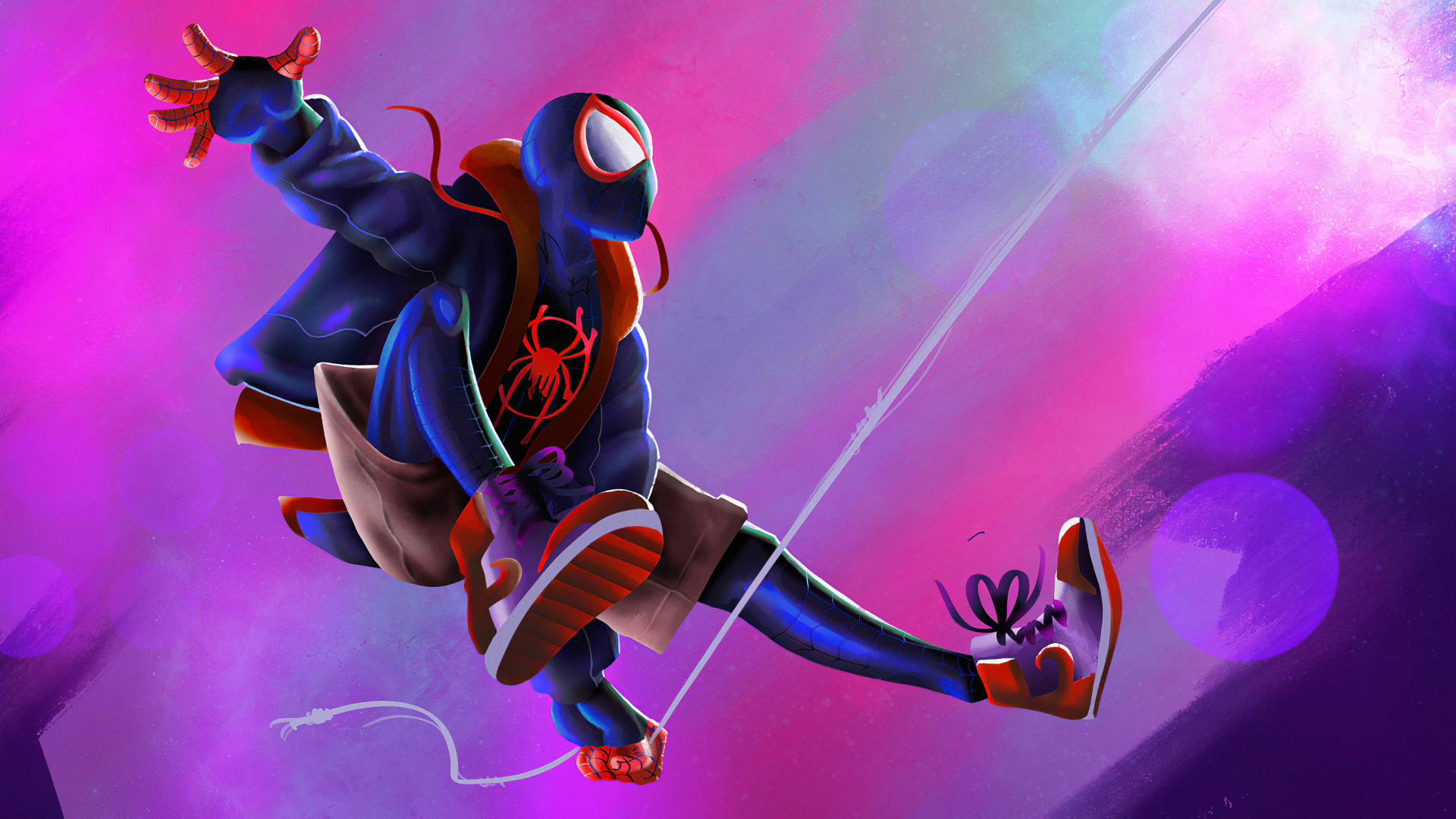 Lila Behaartes Mädchen Anime Charakter Hair. Wallpaper in 1920x1080 Resolution