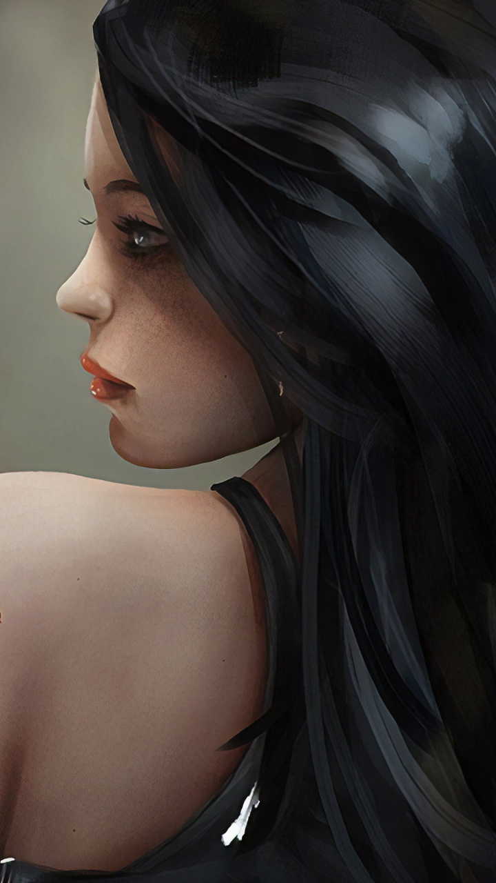 Mujer, En, Blanco y Negro, Camiseta Sin Mangas, Tenencia, Smartphone. Wallpaper in 720x1280 Resolution