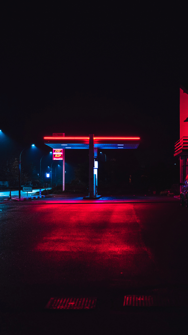 Cars Parked on Side of The Road During Night Time. Wallpaper in 750x1334 Resolution