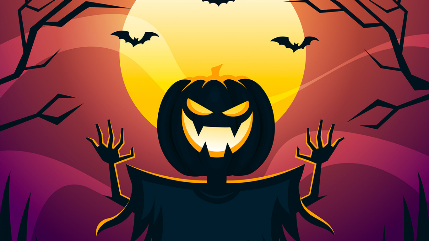 Helloween, 动画, 绘画, 万圣节 壁纸 1366x768 允许