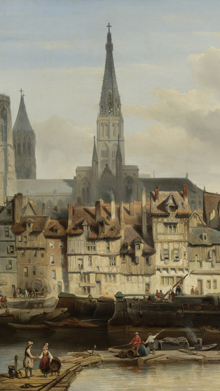 Leute, Die Tagsüber Auf Dem Dock in Der Nähe Eines Braunen Betongebäudes Spazieren Gehen. Wallpaper in 750x1334 Resolution