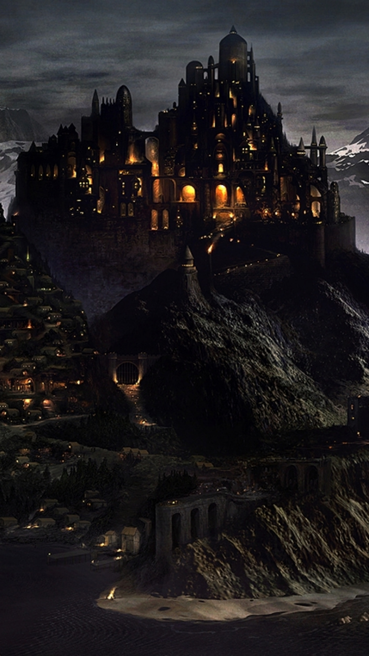 Brown Castle on Top of Mountain. Wallpaper in 750x1334 Resolution