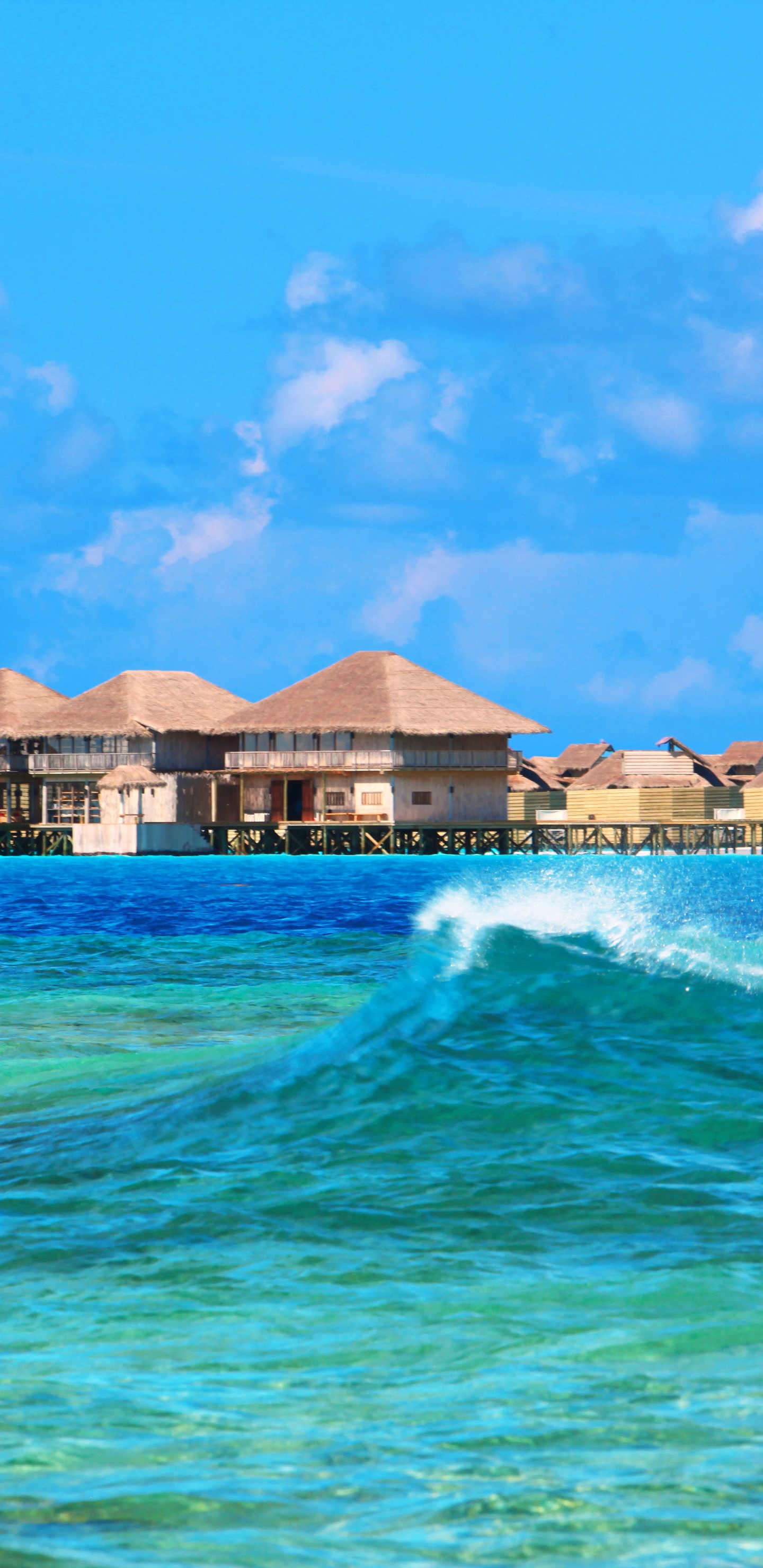 Brown and White Wooden Houses Near Body of Water Under Blue Sky During Daytime. Wallpaper in 1440x2960 Resolution