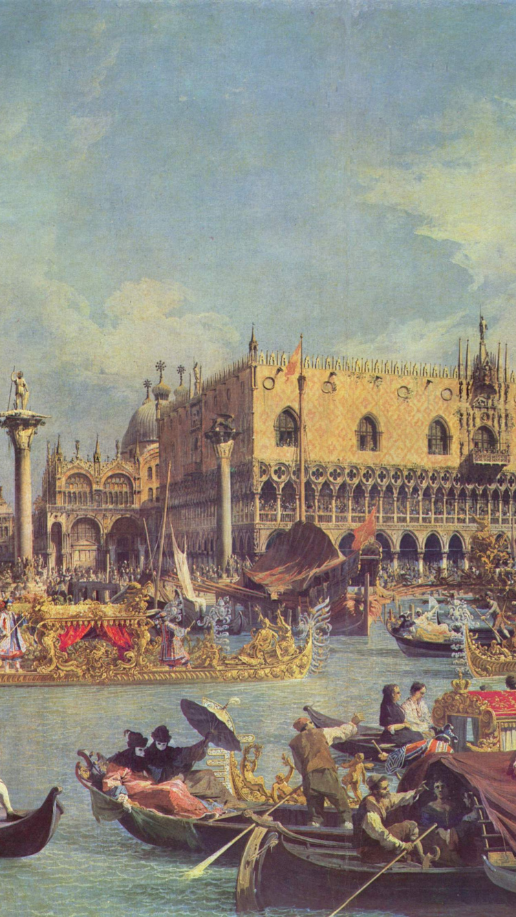 Personnes Montant Sur un Bateau Près de la Peinture du Bâtiment. Wallpaper in 750x1334 Resolution