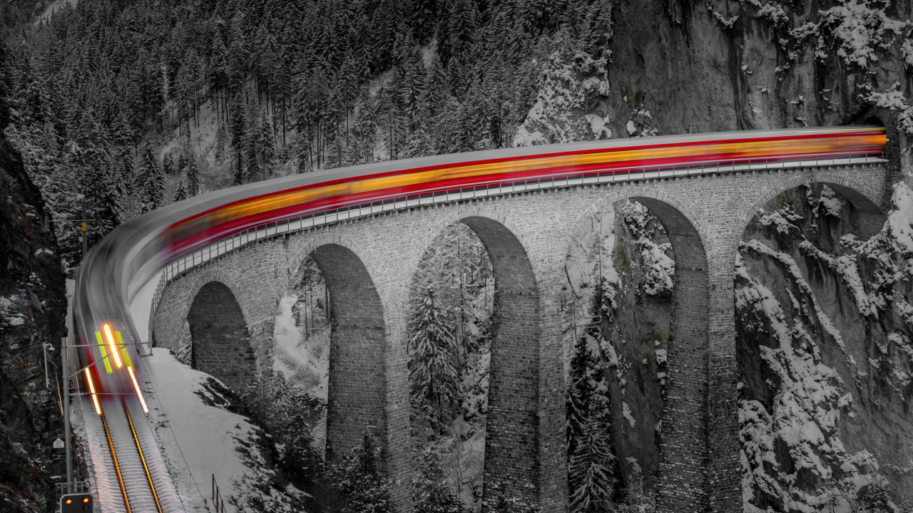 Grayscale Photo of Bridge Over River. Wallpaper in 1280x720 Resolution