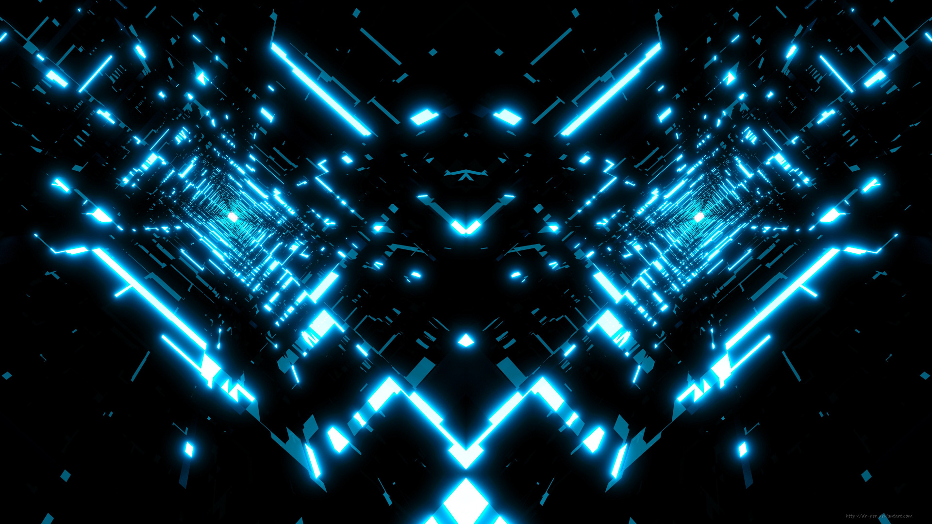 Blue and Black Light Illustration. Wallpaper in 1920x1080 Resolution