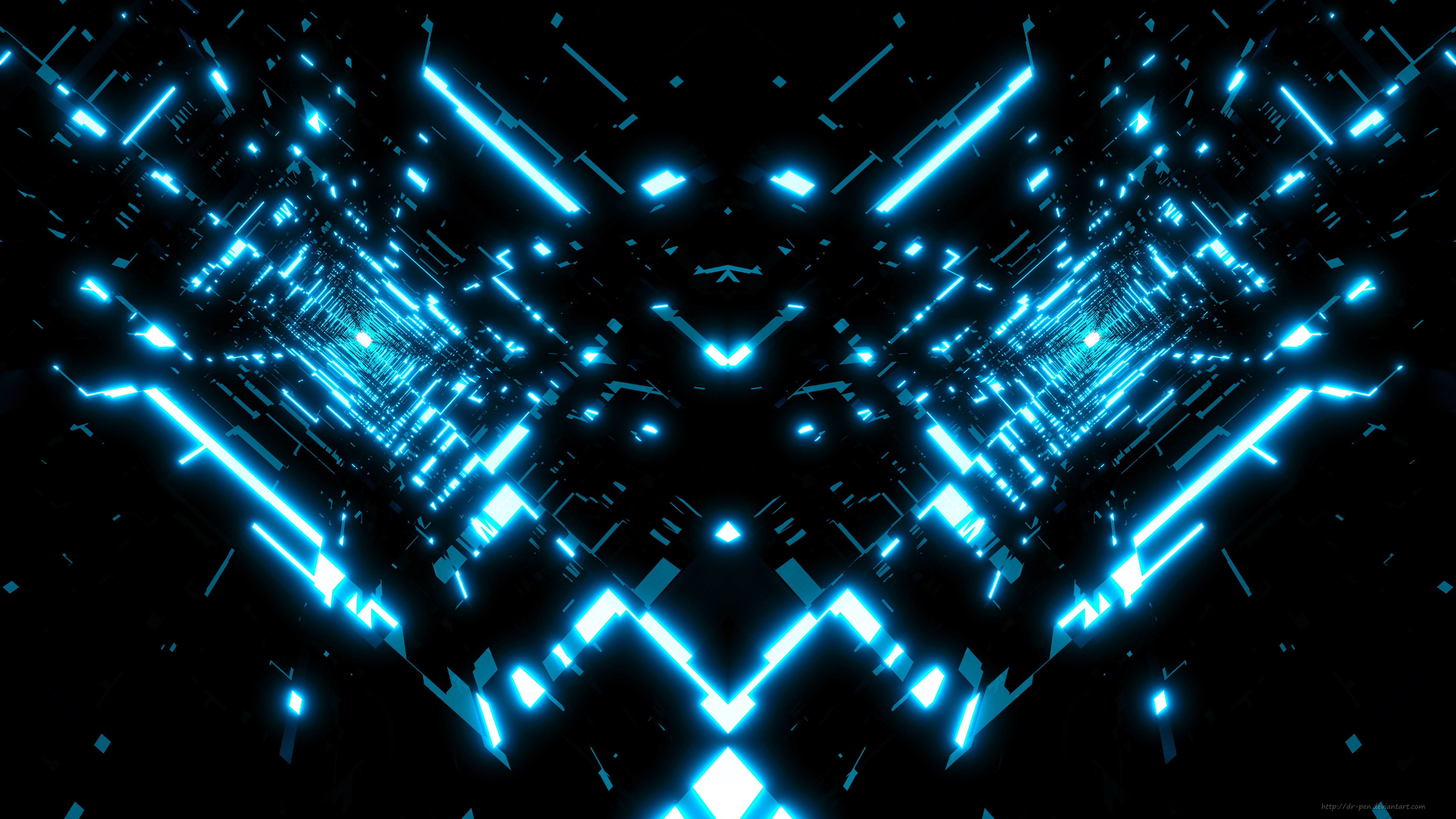 Blue and Black Light Illustration. Wallpaper in 3840x2160 Resolution